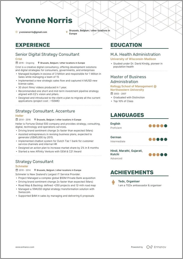 Example Of Strategy Consultant Resume