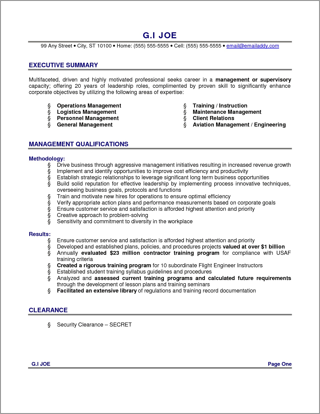 Example Of Summary Of Resume