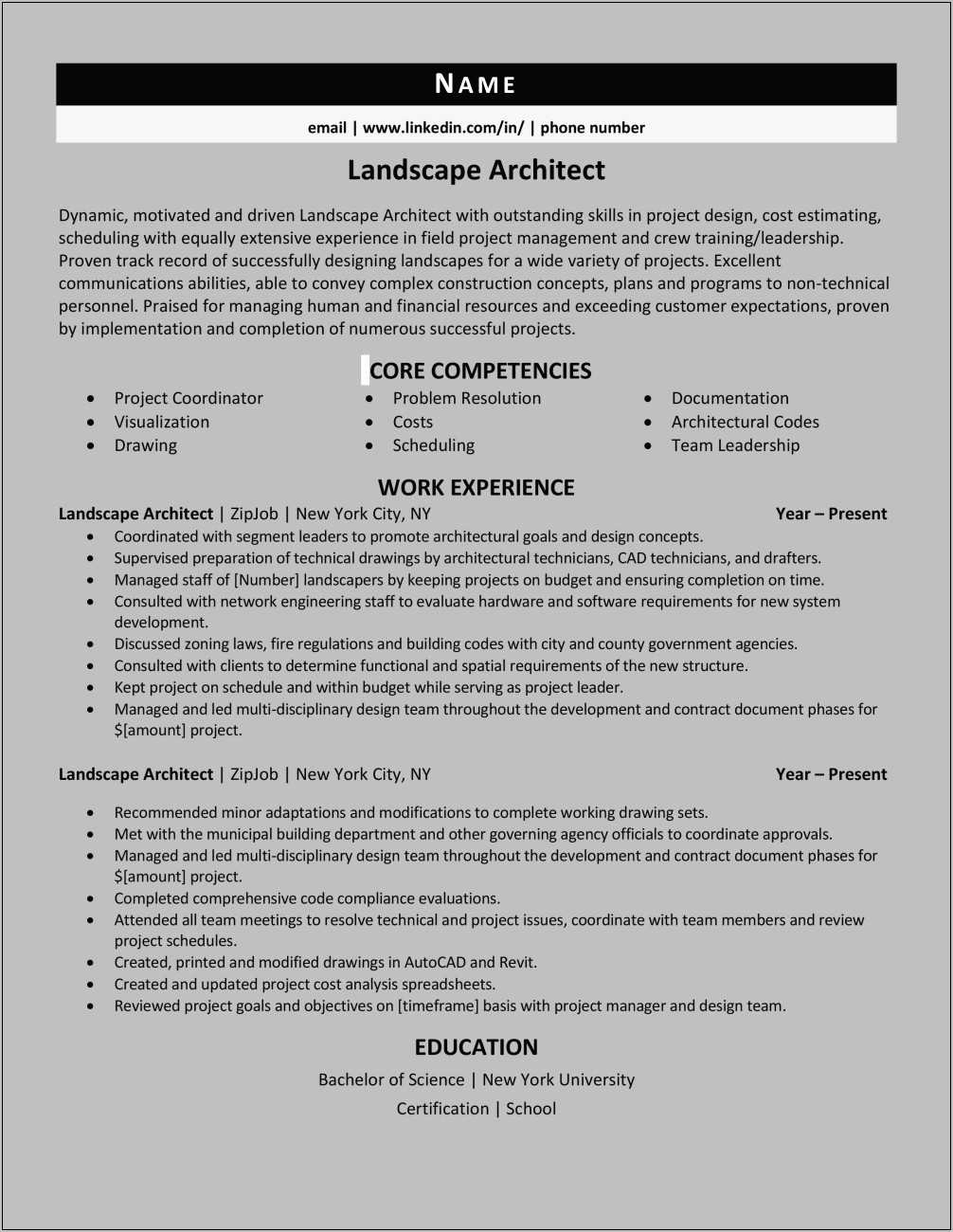 Example Resume For A Landscaper