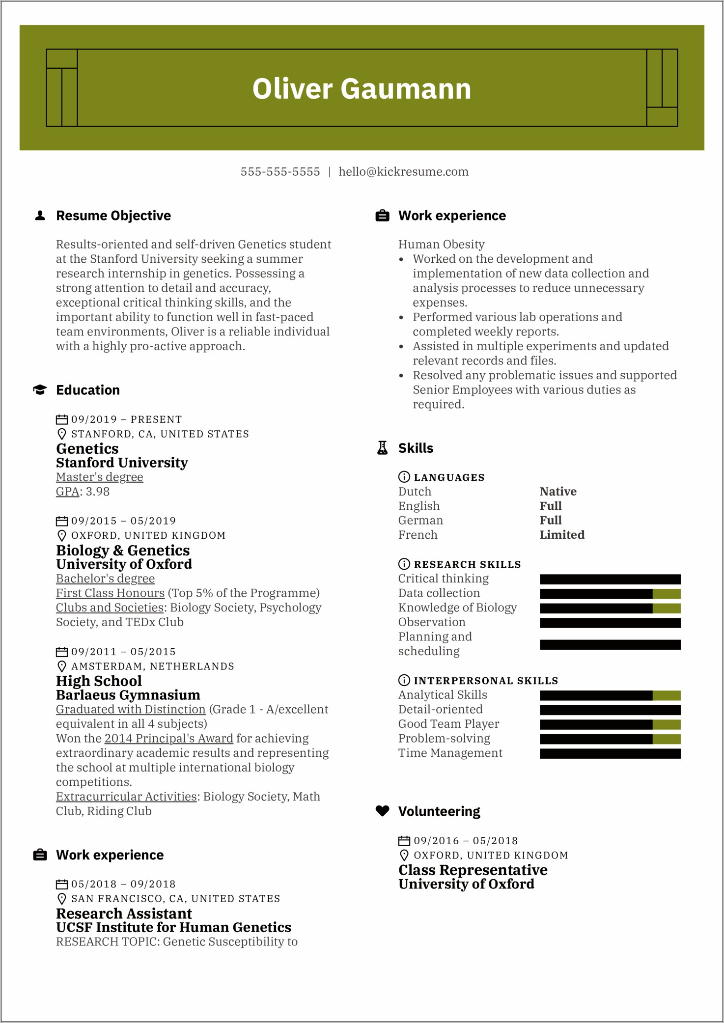 Example Resume For Lab Assistant