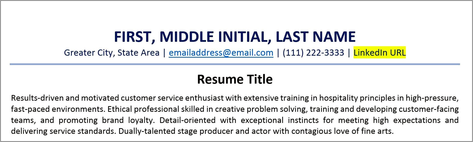 Example Resume With Linkedin Link