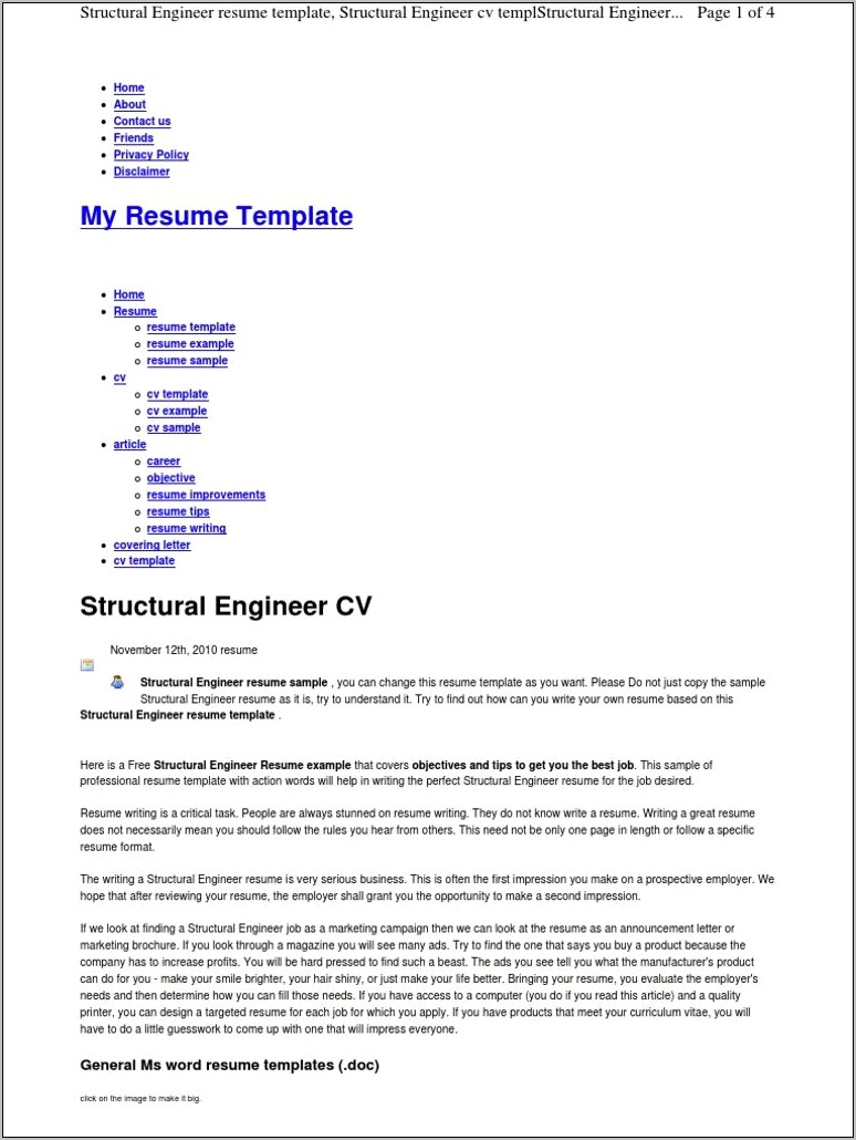 Example Word Resume For Engineer