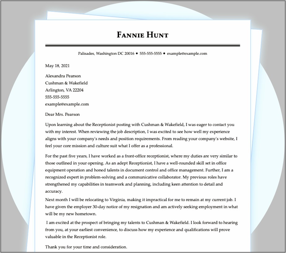 Examples For Resume Cover Page