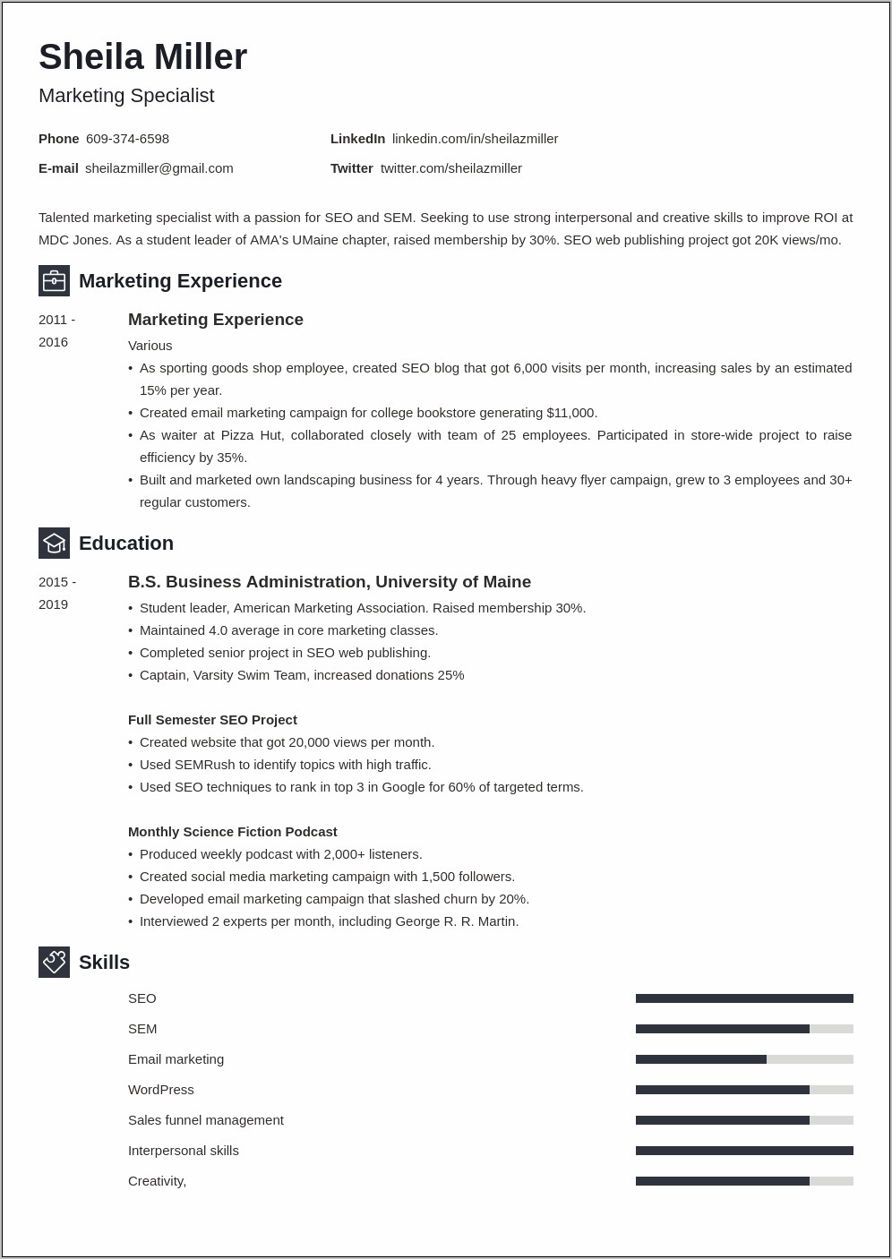 Examples Good Resumes College Students