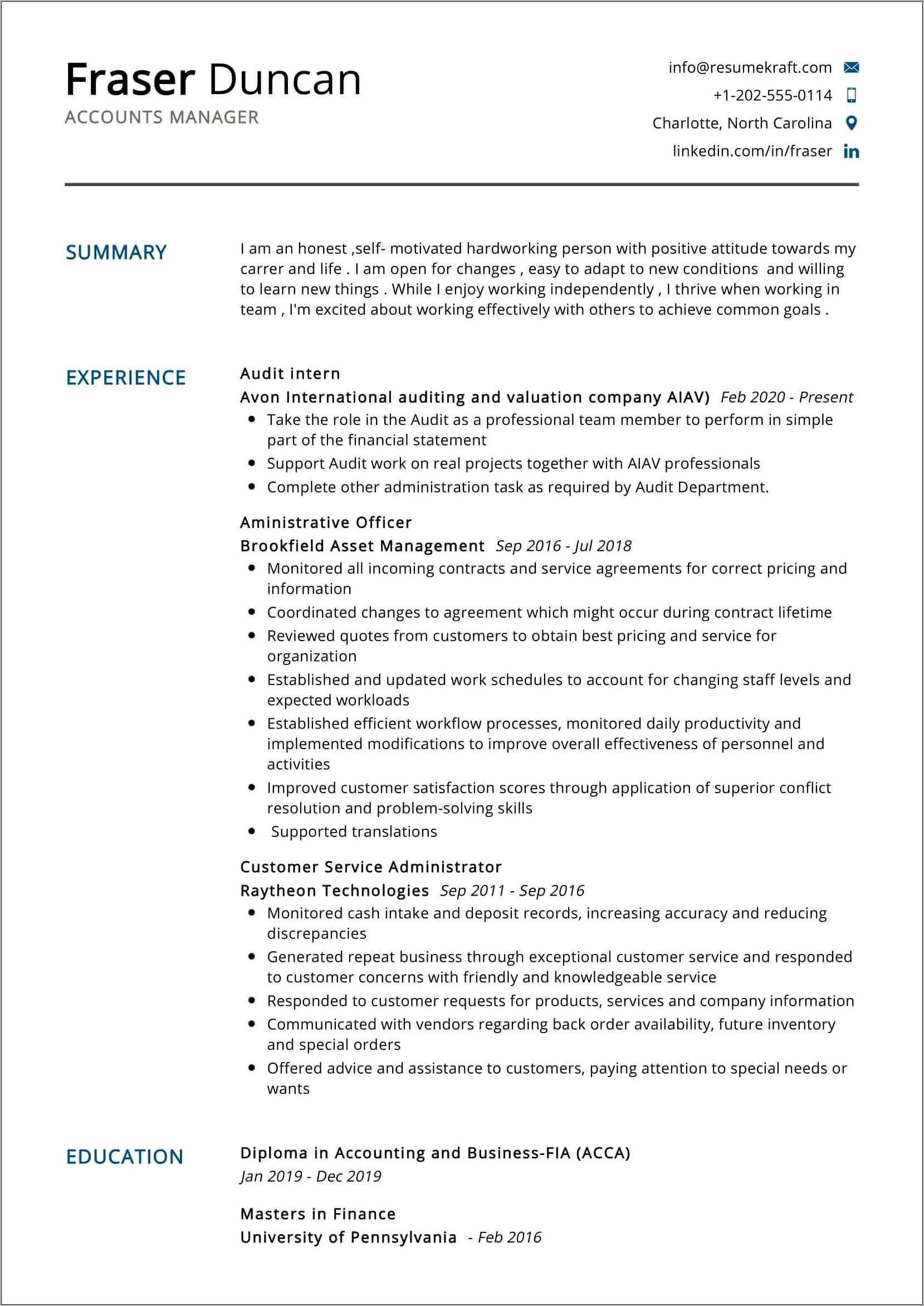 Examples Of Accounting Manager Resumes
