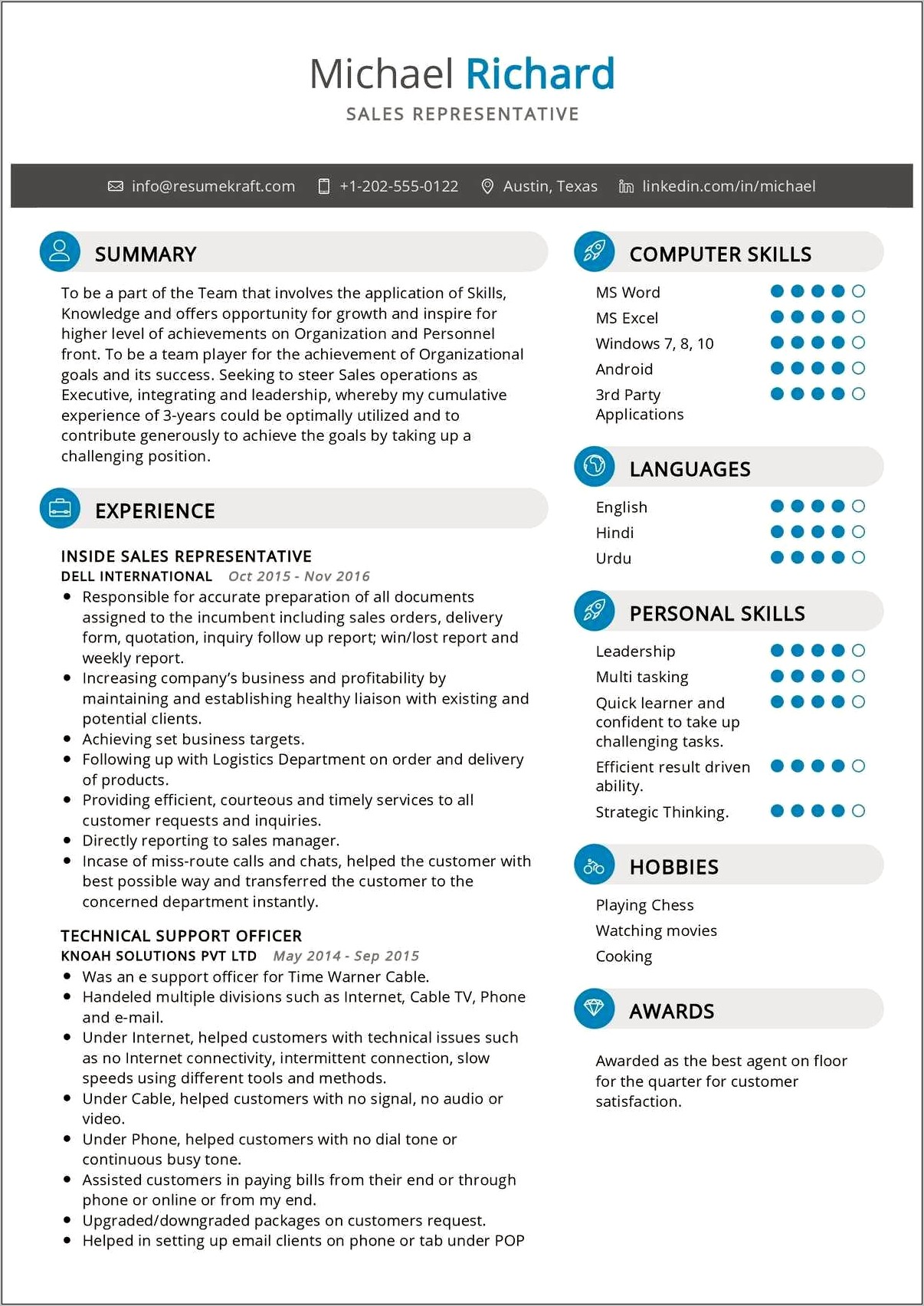 Examples Of Best Sales Resumes