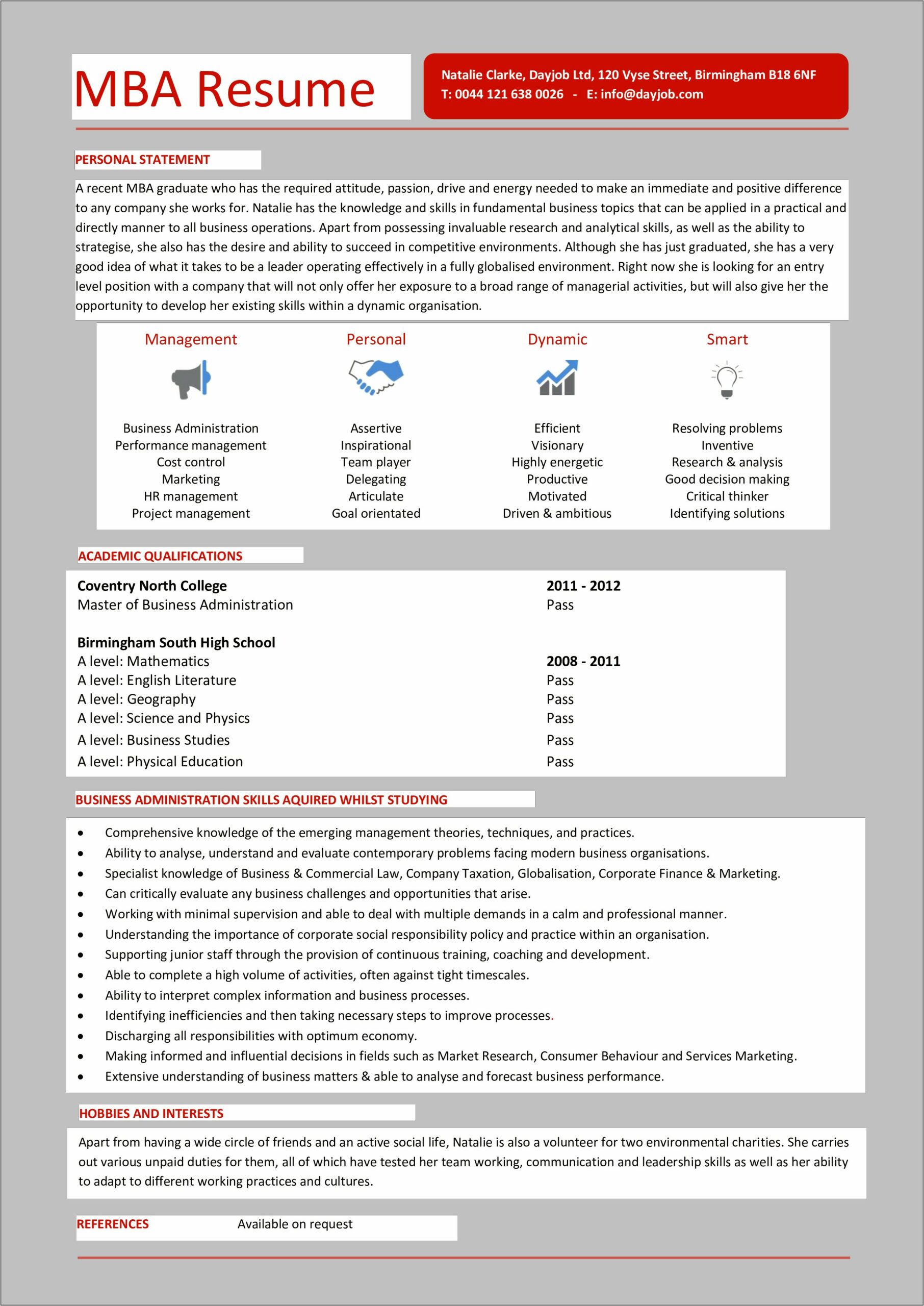 Examples Of Business Administrator Resumes