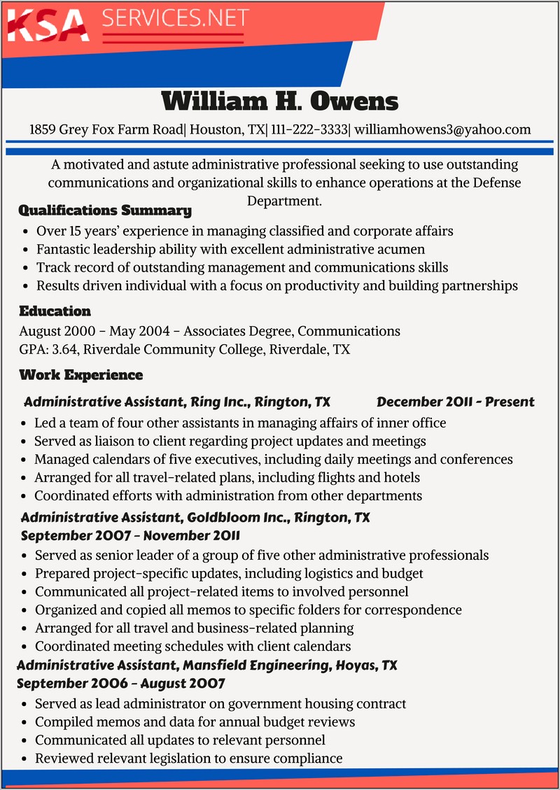 Examples Of Good Federal Resumes