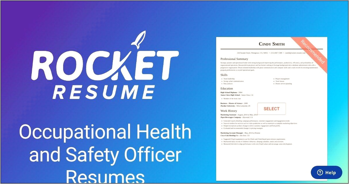 Examples Of Occupational Saftey Resumes