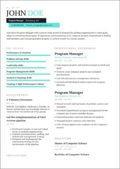 Examples Of Program Nager Resume