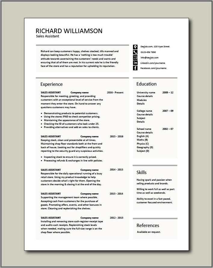 Examples Of Retail Assistant Resumes