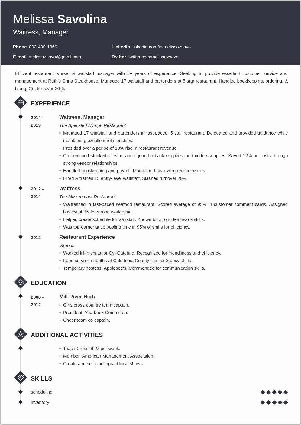 Examples Of Seafood Restauant Resumes
