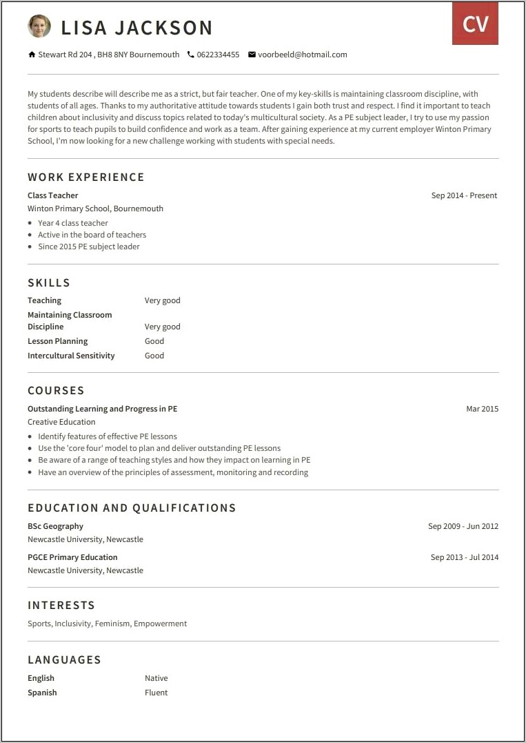 Examples Of Templates For Resumes