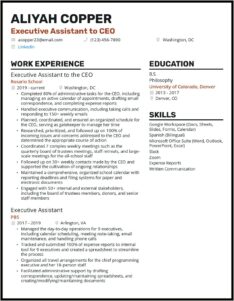 Executive Assistant Job Resume Sample