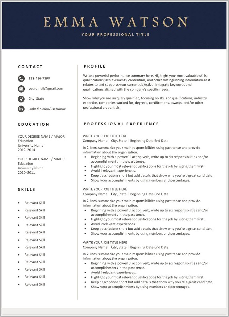 Experience Resume Format Download Free