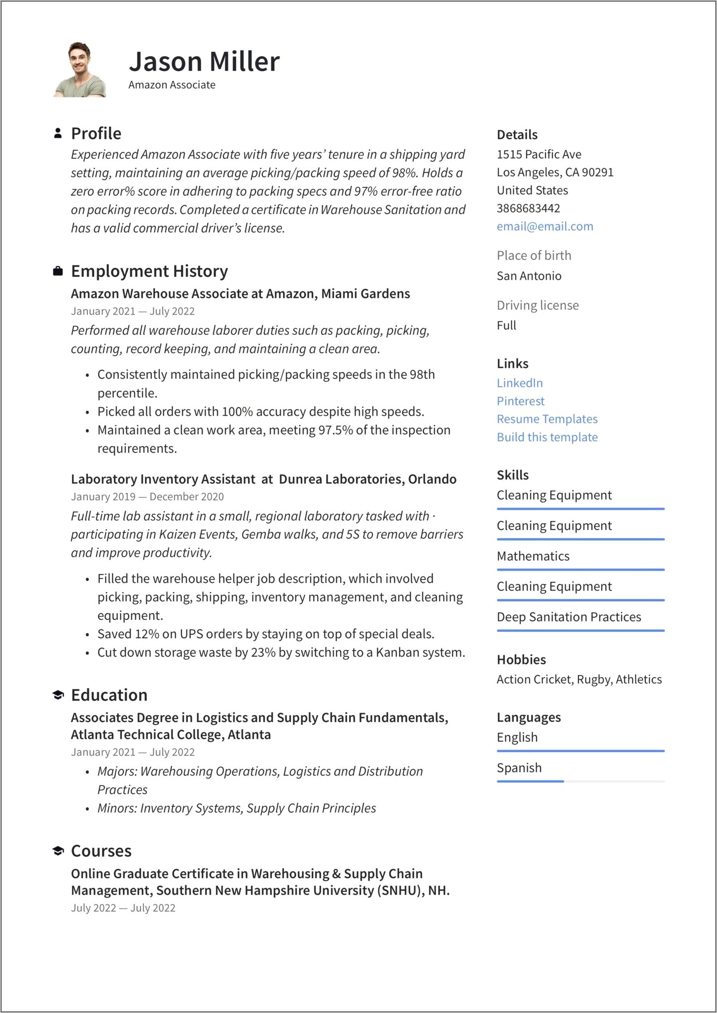Experienced Job Application Resume Format