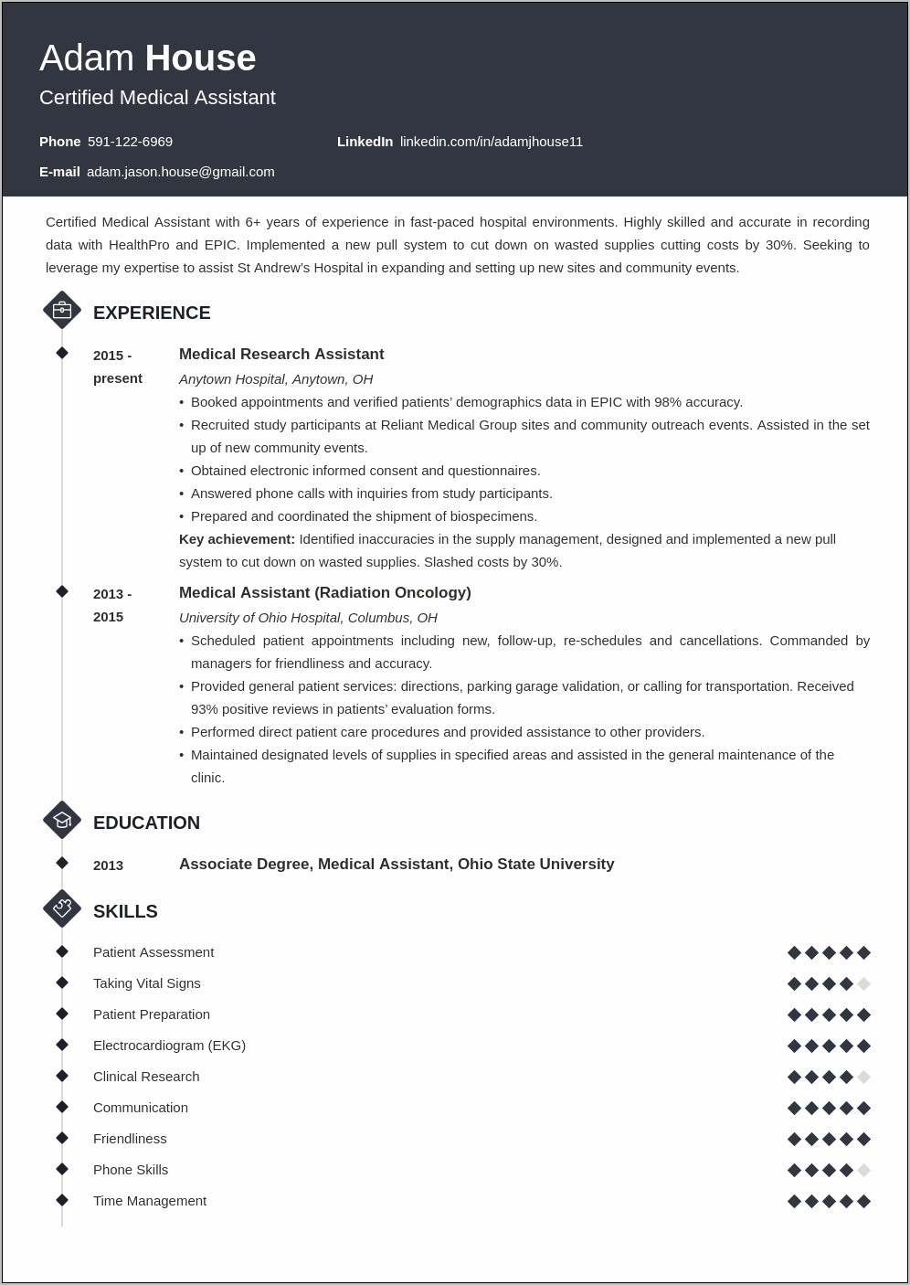 Experienced Medical Assistant Resume Examples