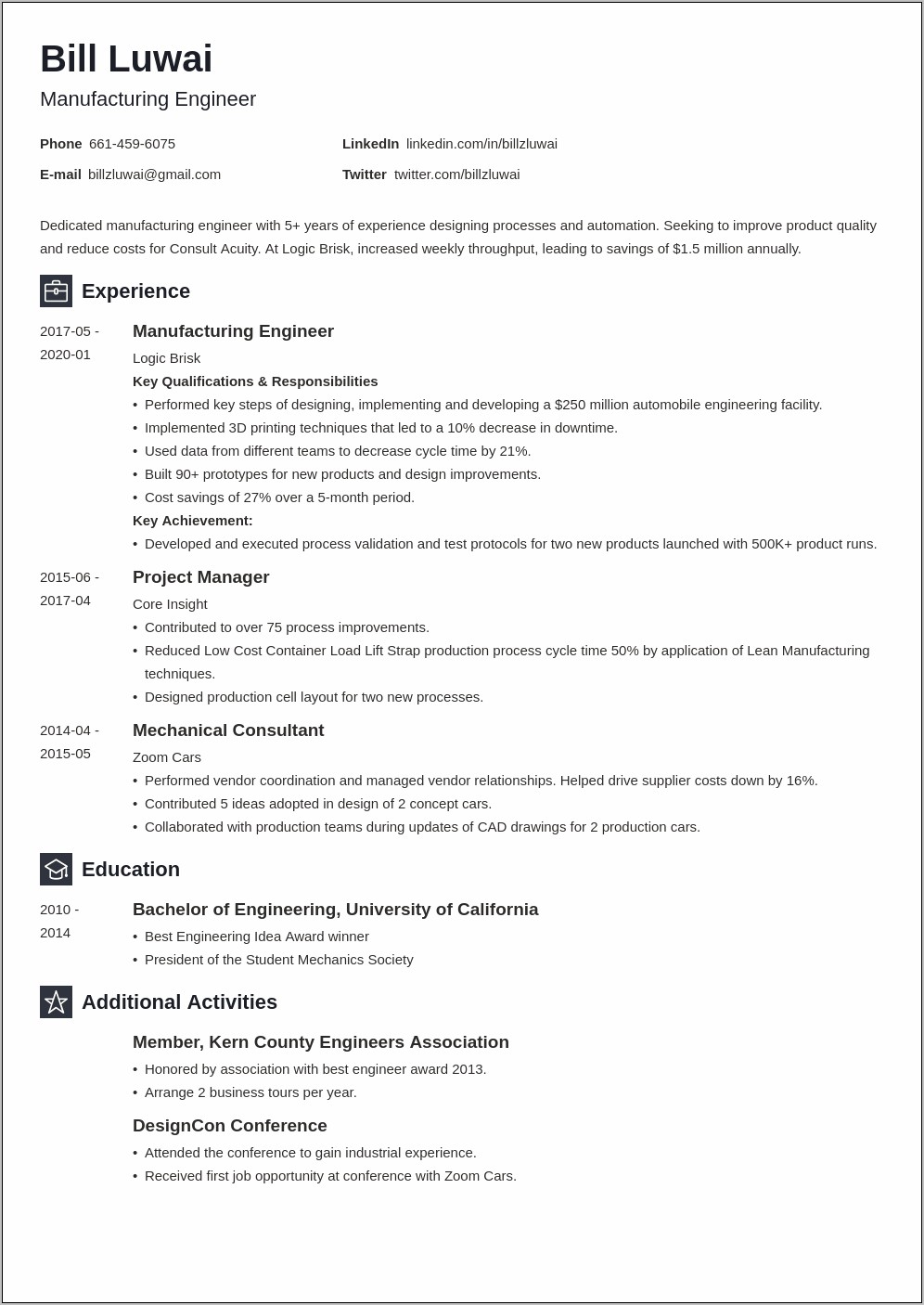 Factory Process Worker Resume Sample