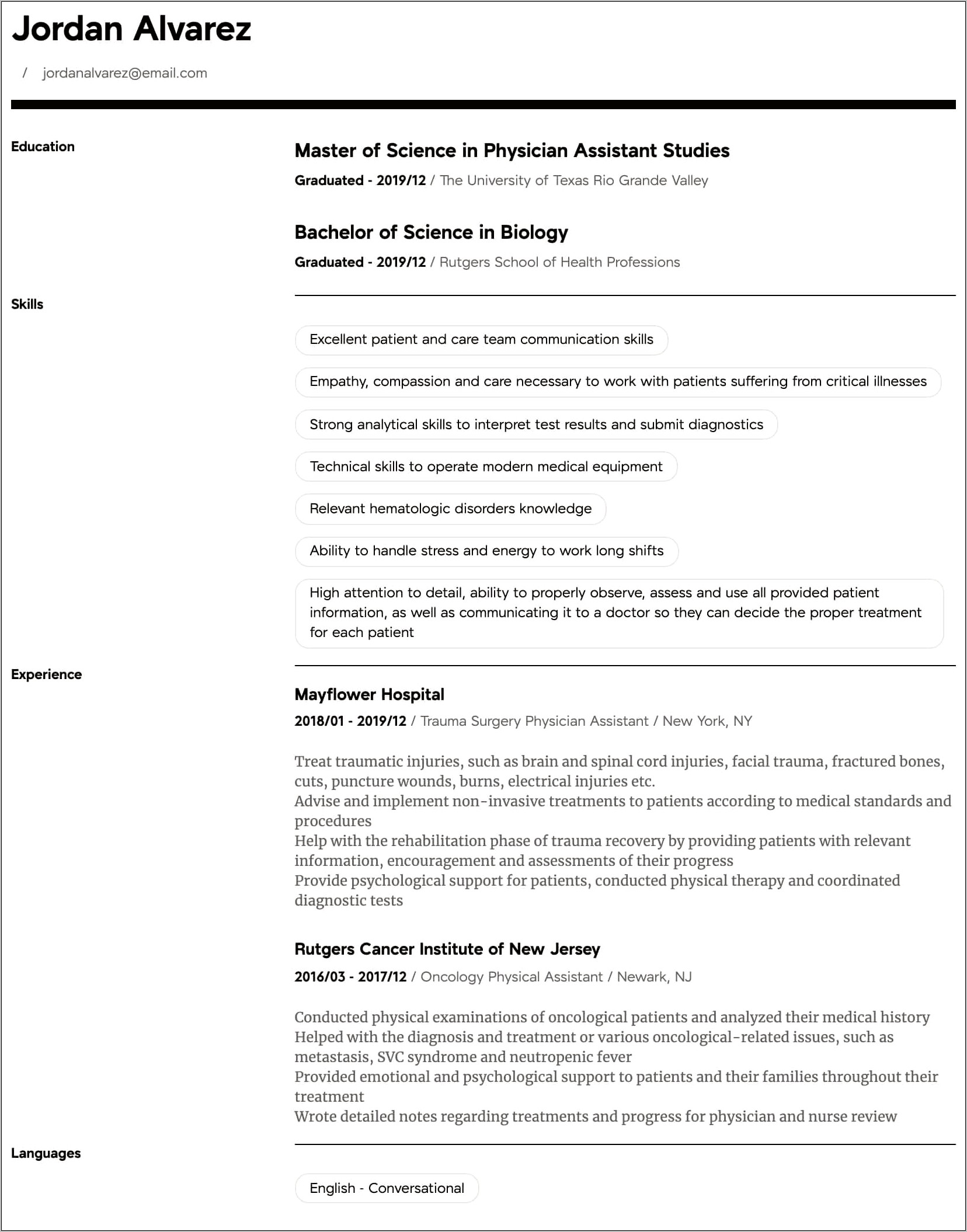 Family Practice Physician Resume Sample
