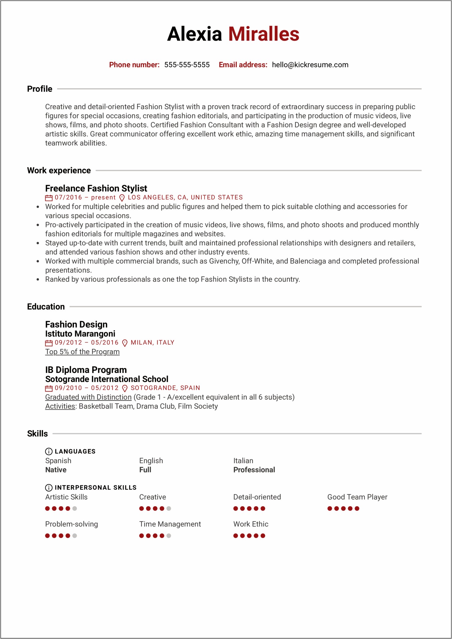 Fashion Industry Resume Objective Examples