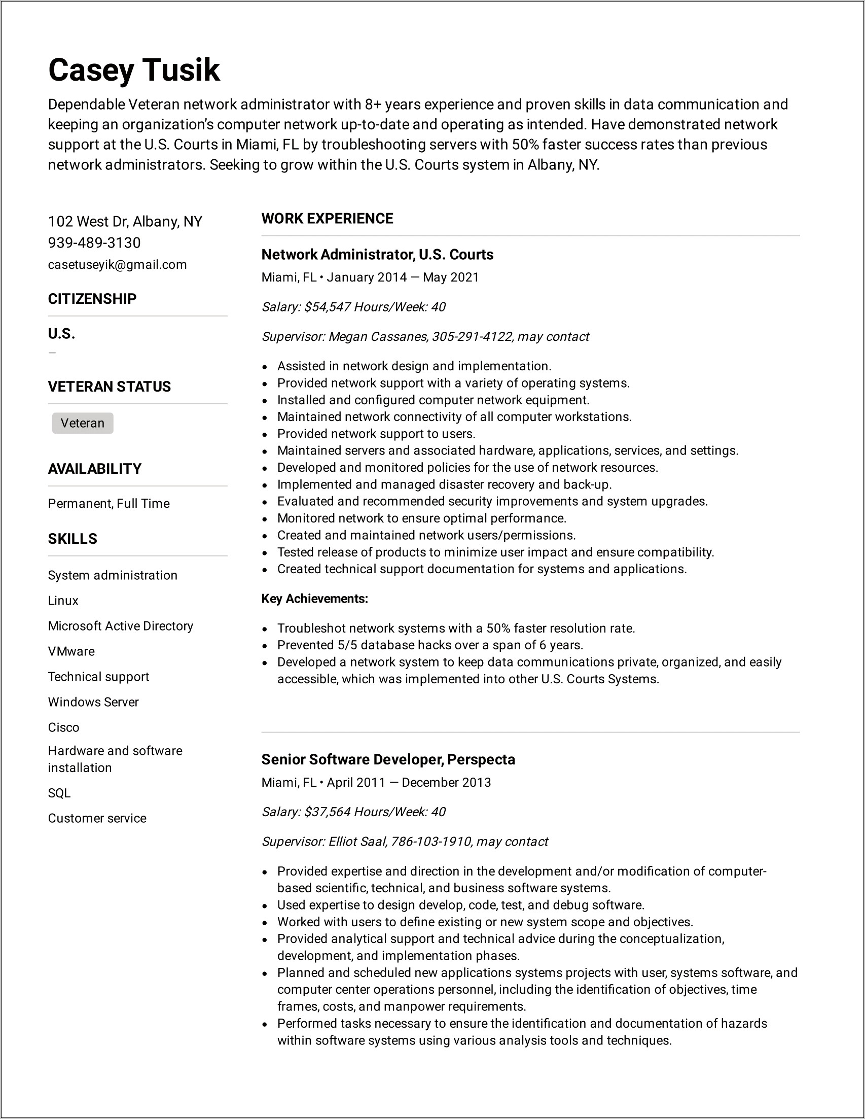 Federal Government Resume Example Pdf