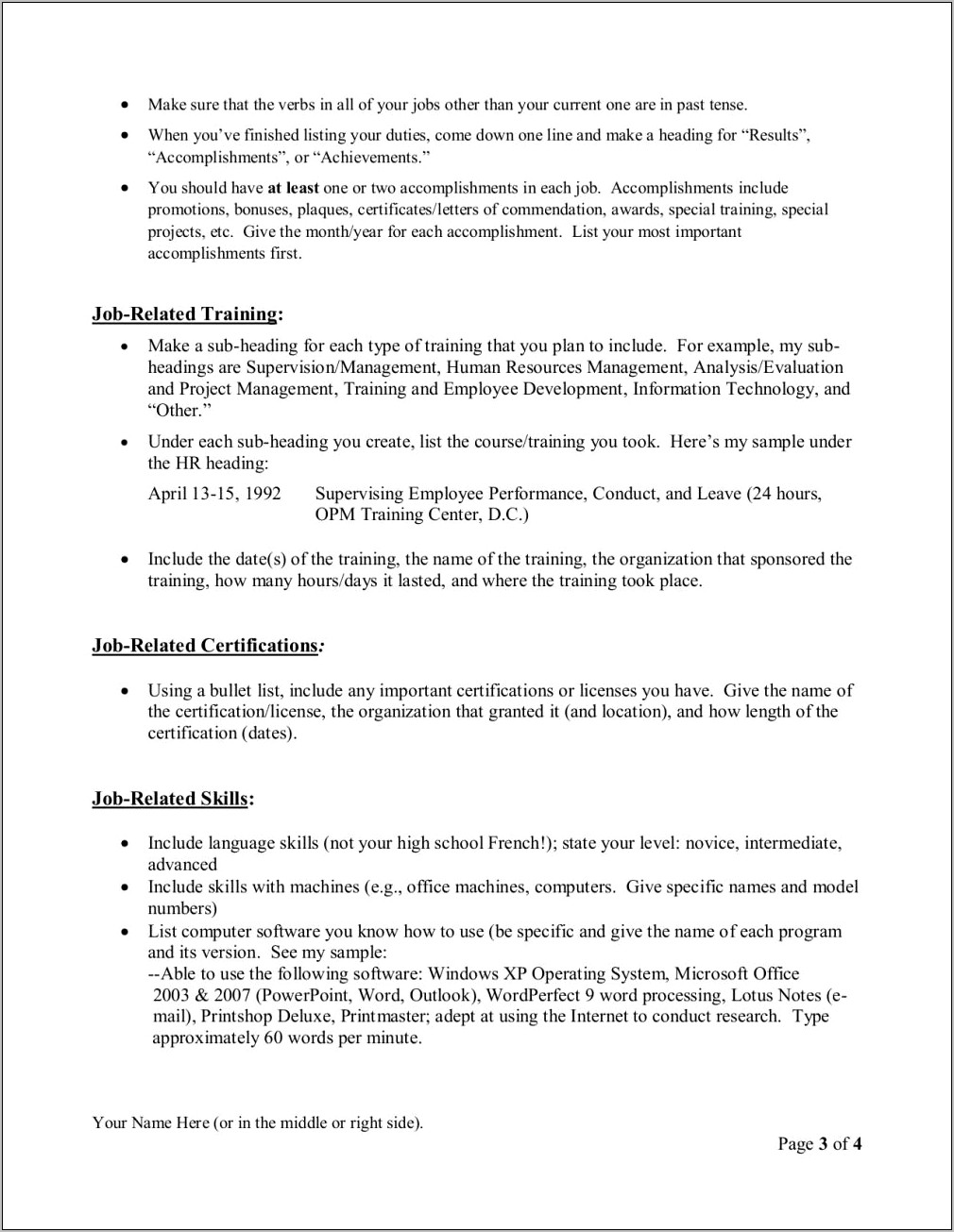 Federal Resume Template Usa Jobs