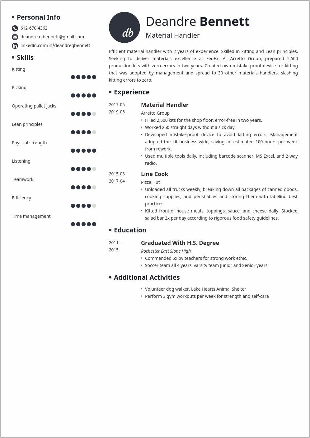 Fedex Handler Job Description Resume