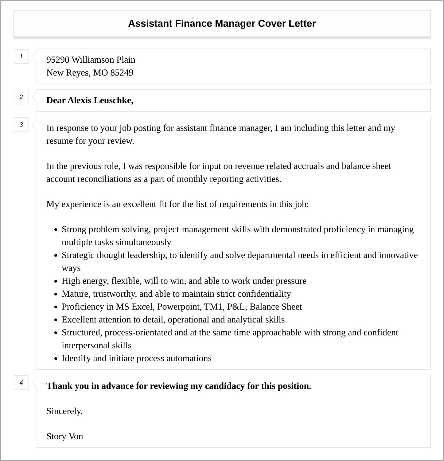 Finance Manager Resume Cover Letter