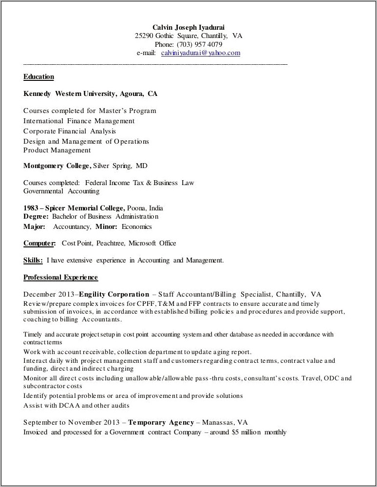 Financial Management Specialist Federal Resume