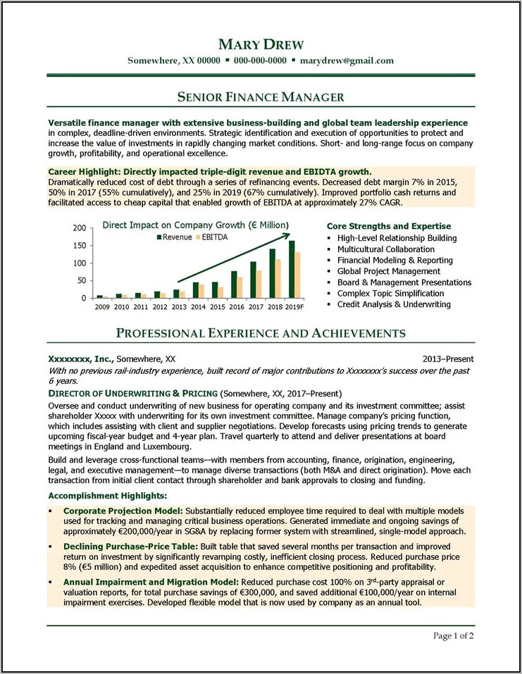 Financial Modeling Examples In Resumes