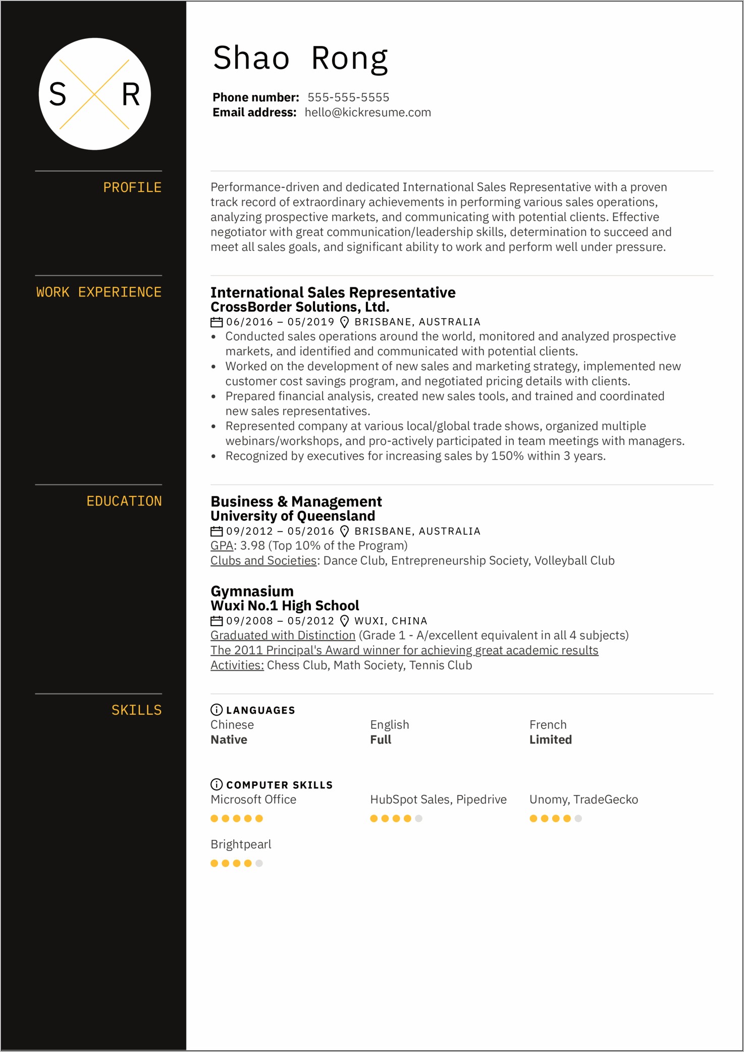 Financial Sales Consultant Resume Sample
