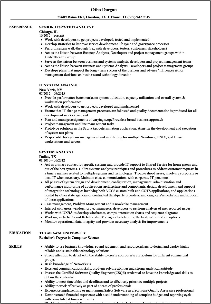 Financial Systems Analyst Resume Samples