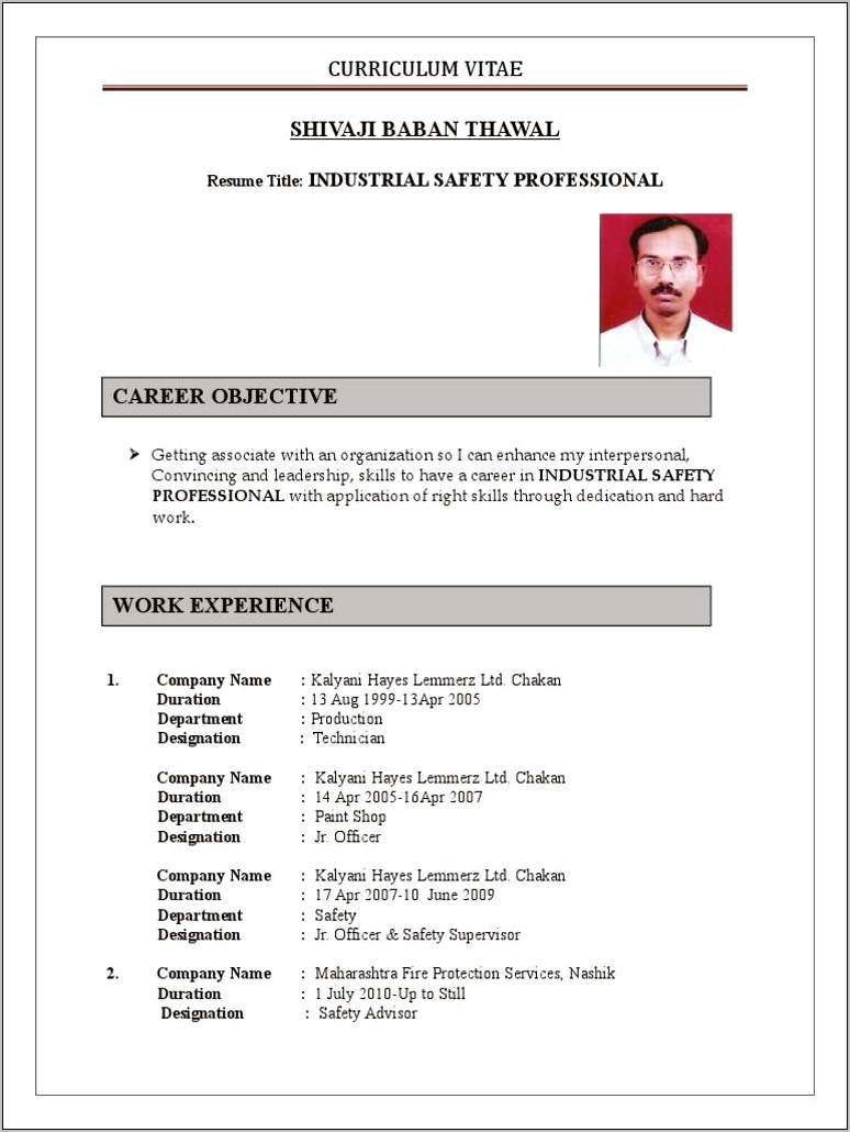 Fire Safety Resume Free Download