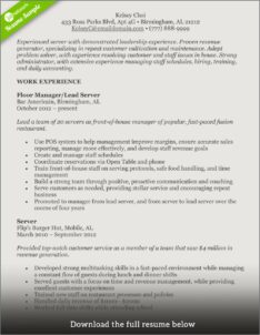 Food Service Sales Resume Examples