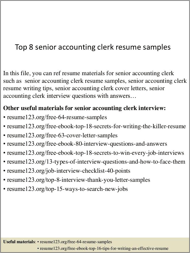 Free Accounting Clerk Resume Sample