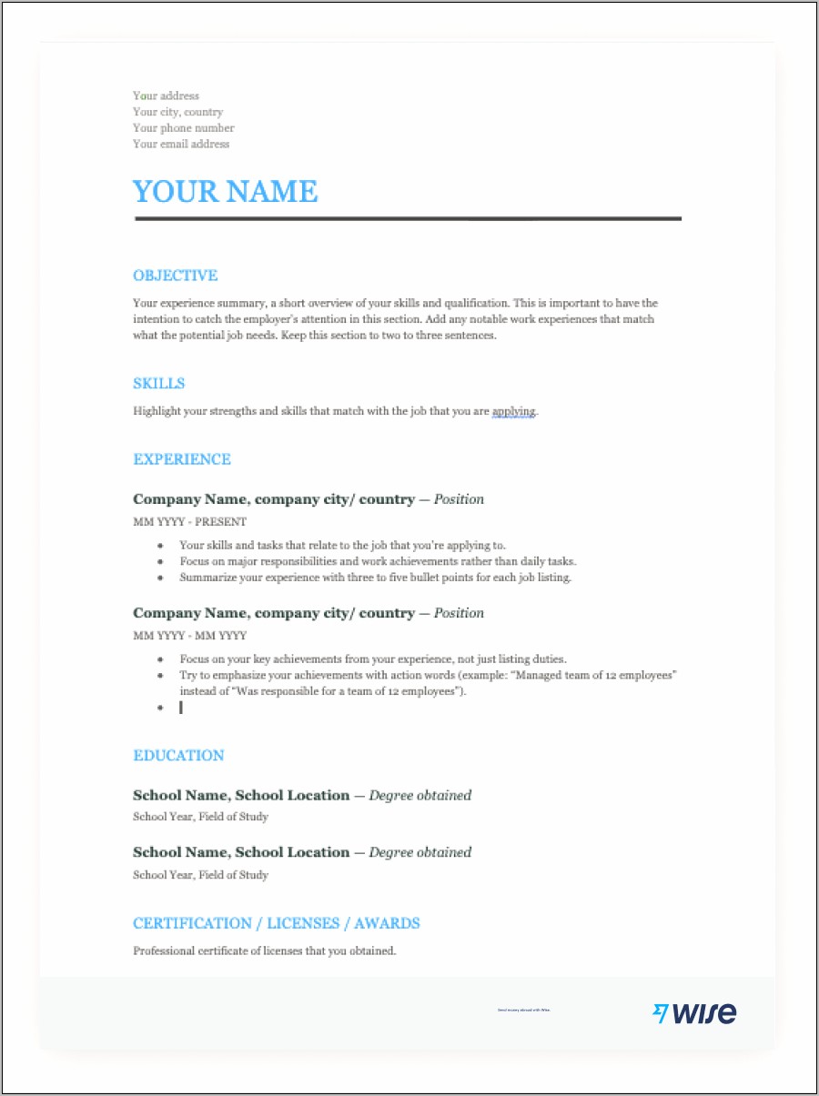 Free Accounting Resume Format Download