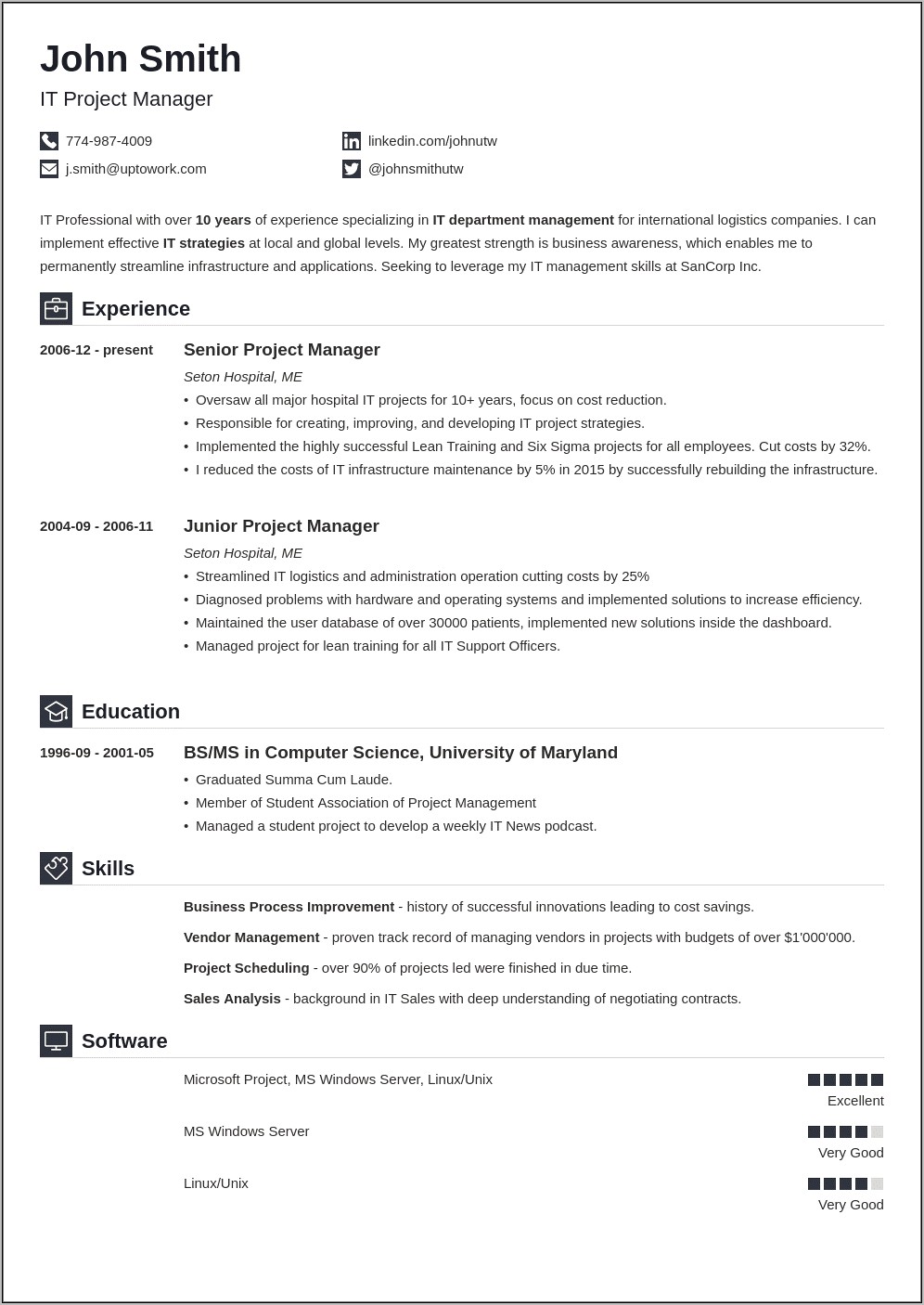 Free Chronological Resume Template Word