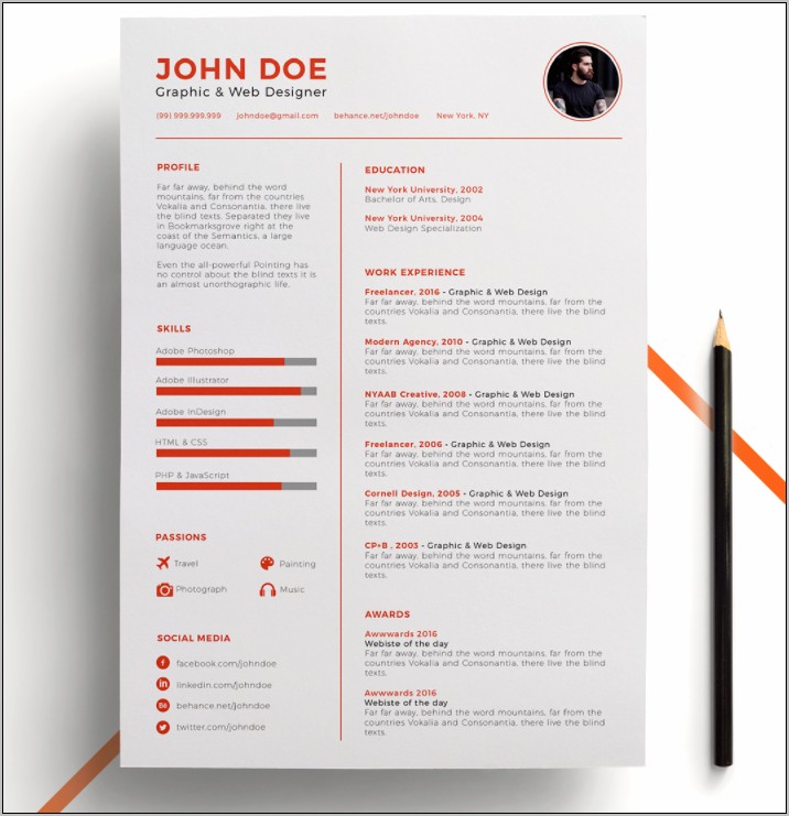 Free Clean Resume Psd Template