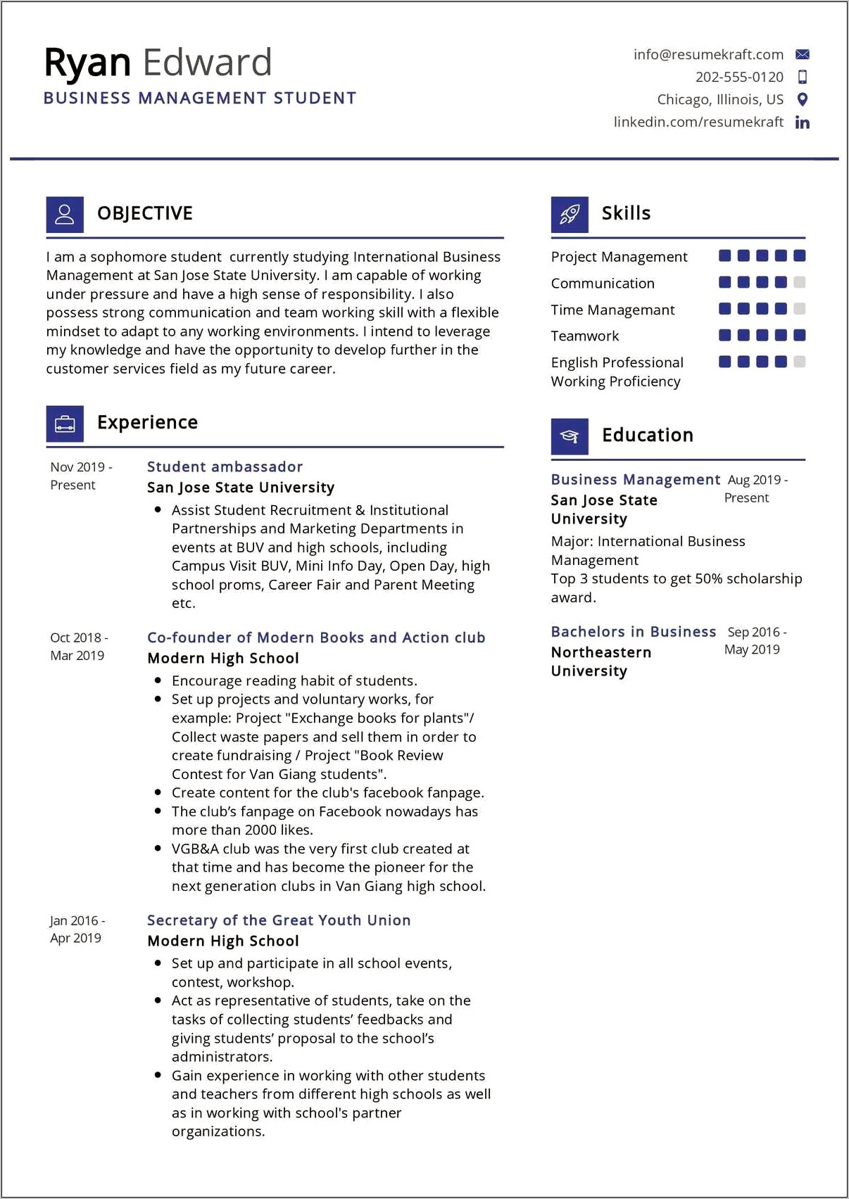 Free College Student Resume Examples