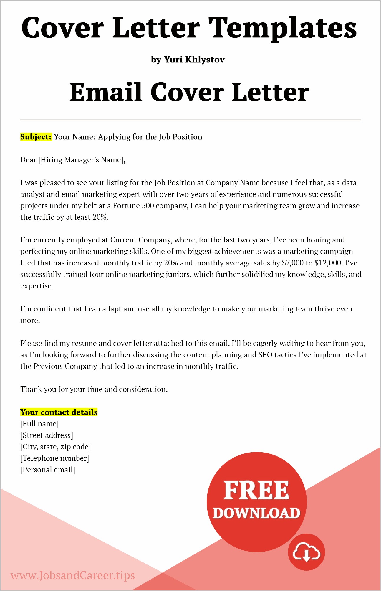 Free Downloadable Resume Cover Letter