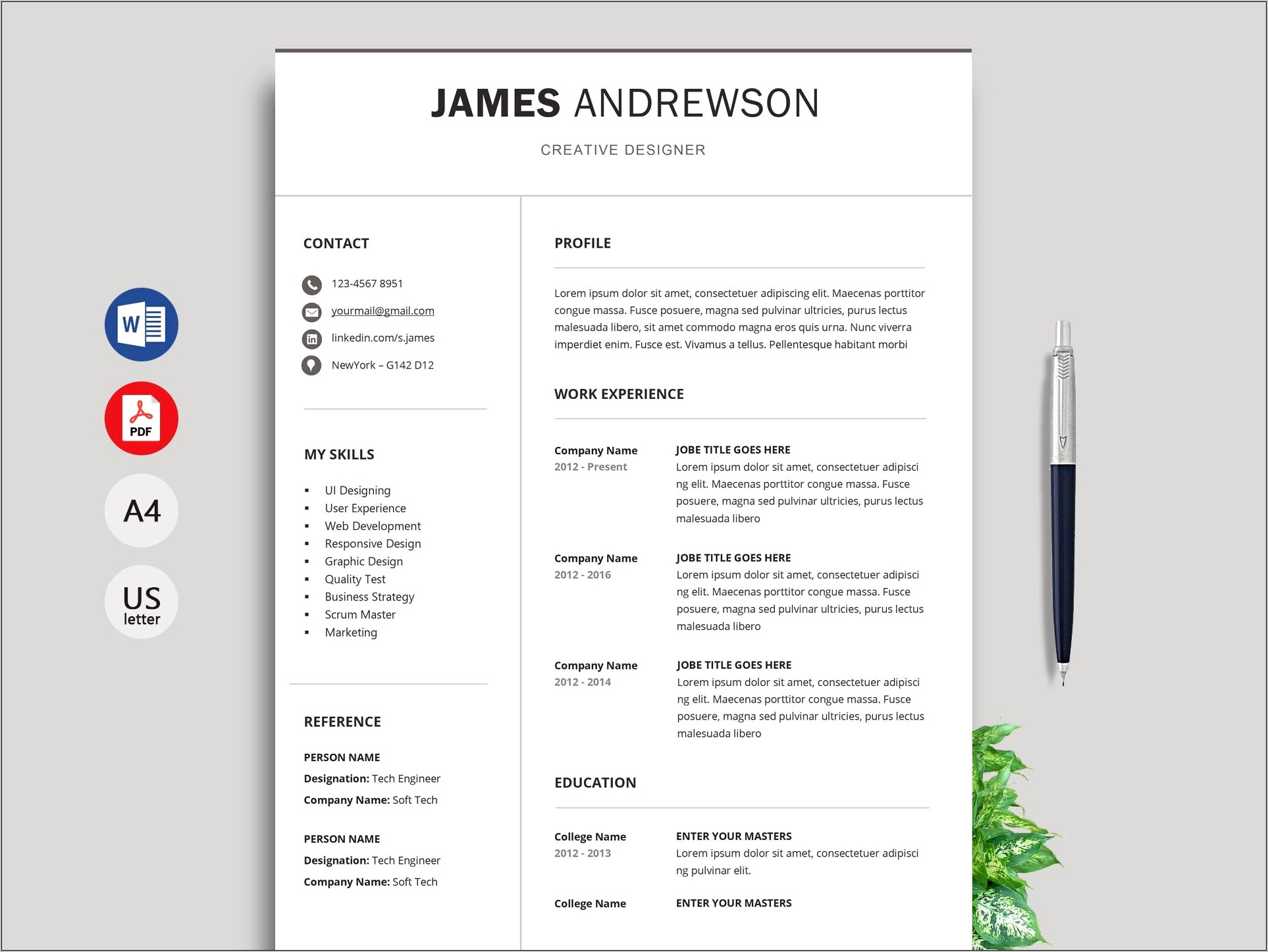 Free Fancy Resume Templates Word