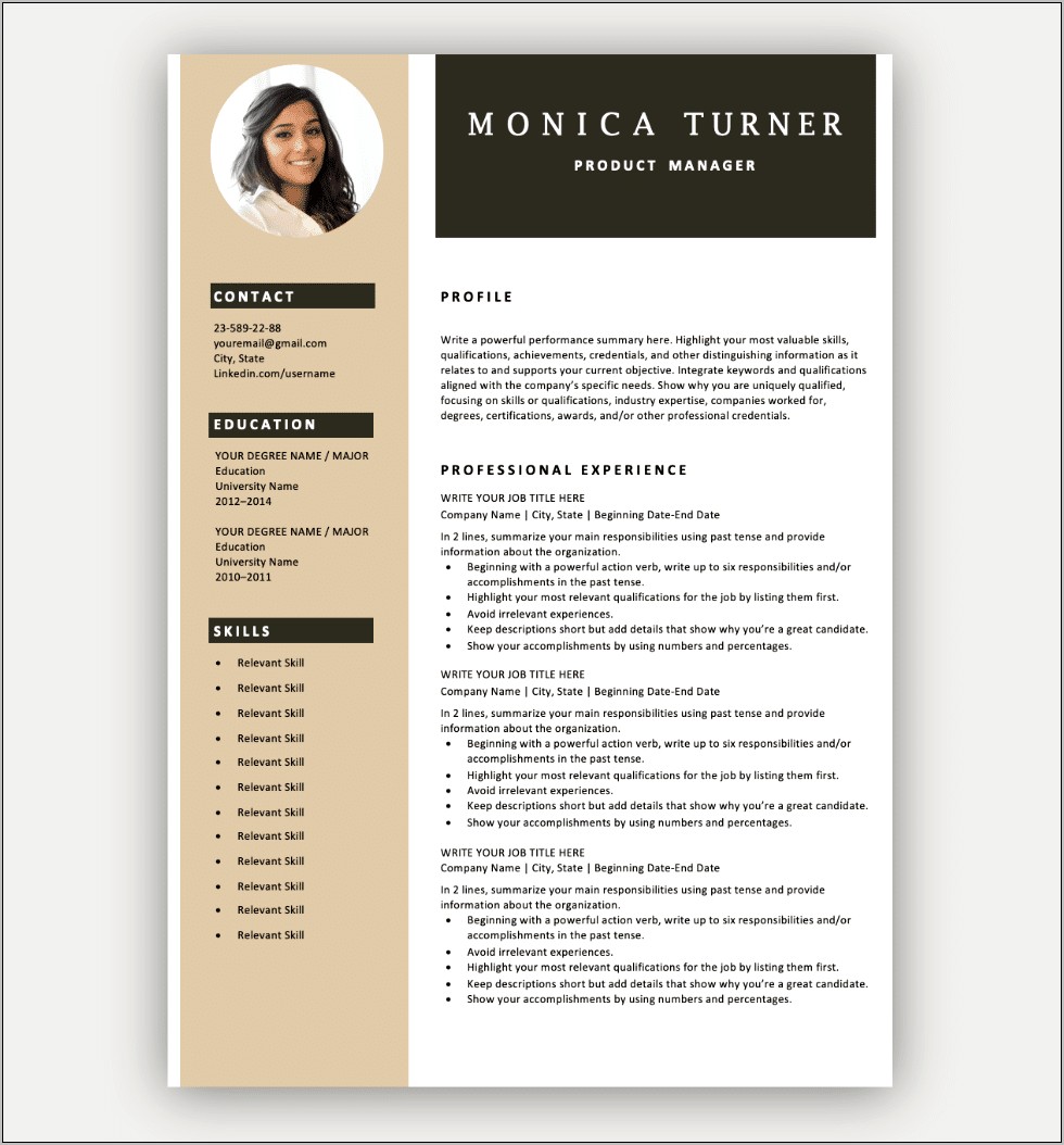 Free Headshot And Resume Examples