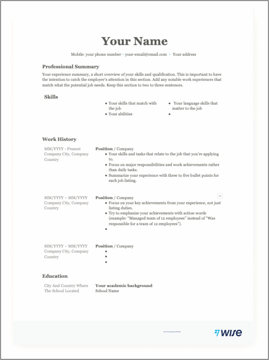 Free Marketing Resume Template Download