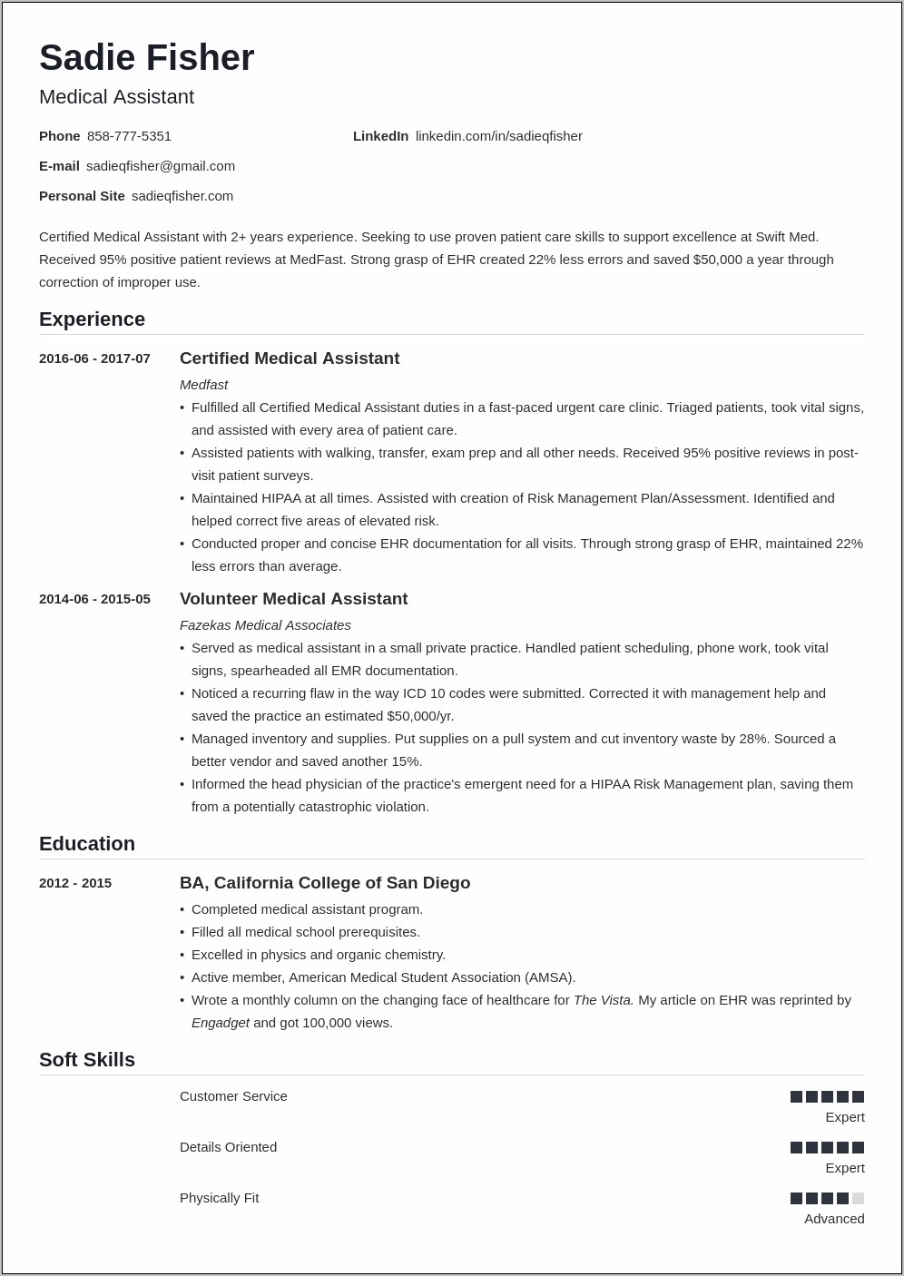 Free Medical Assistant Resume Examples