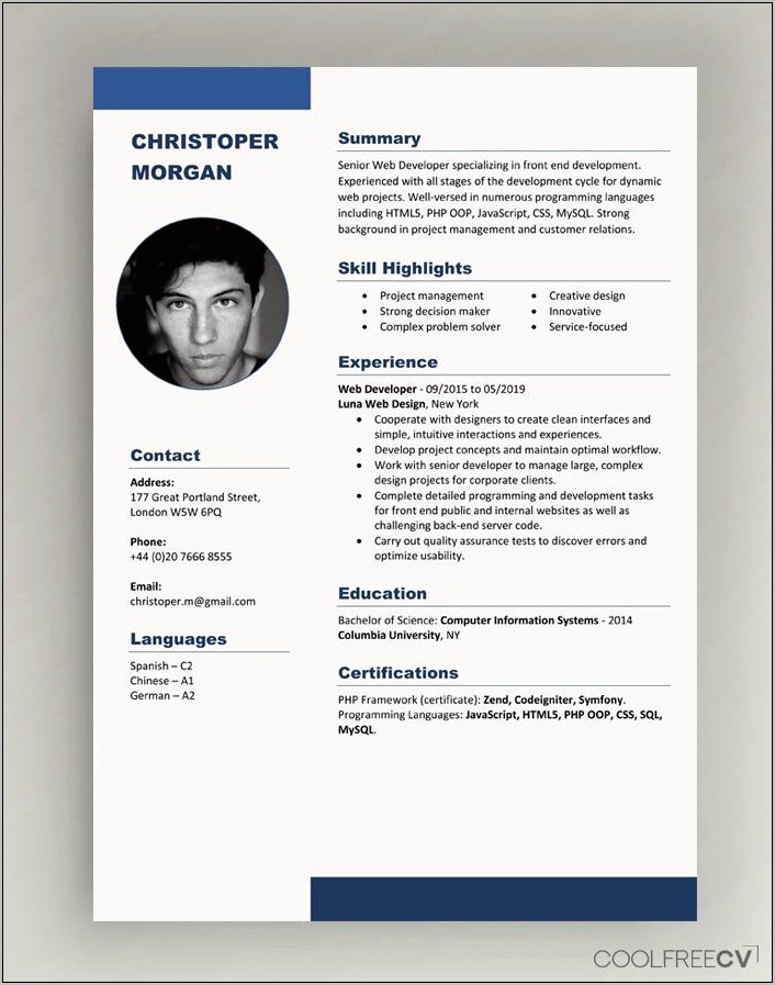 Free Resume Template 2 Pages