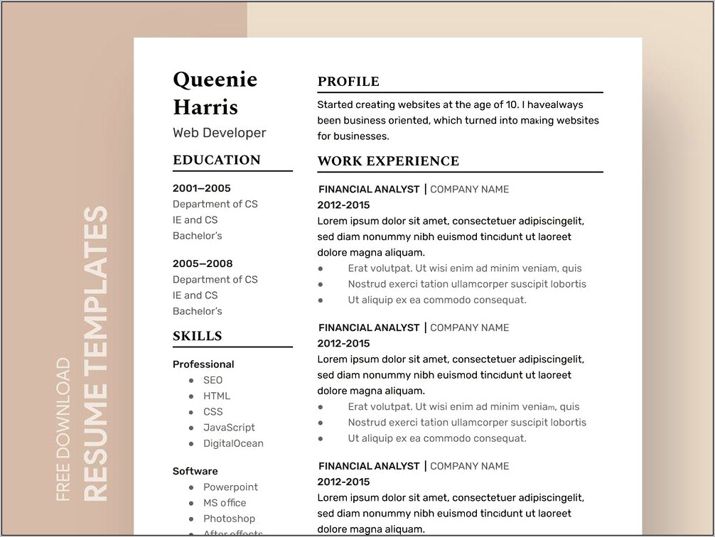 Free Resume Template For Scholarship