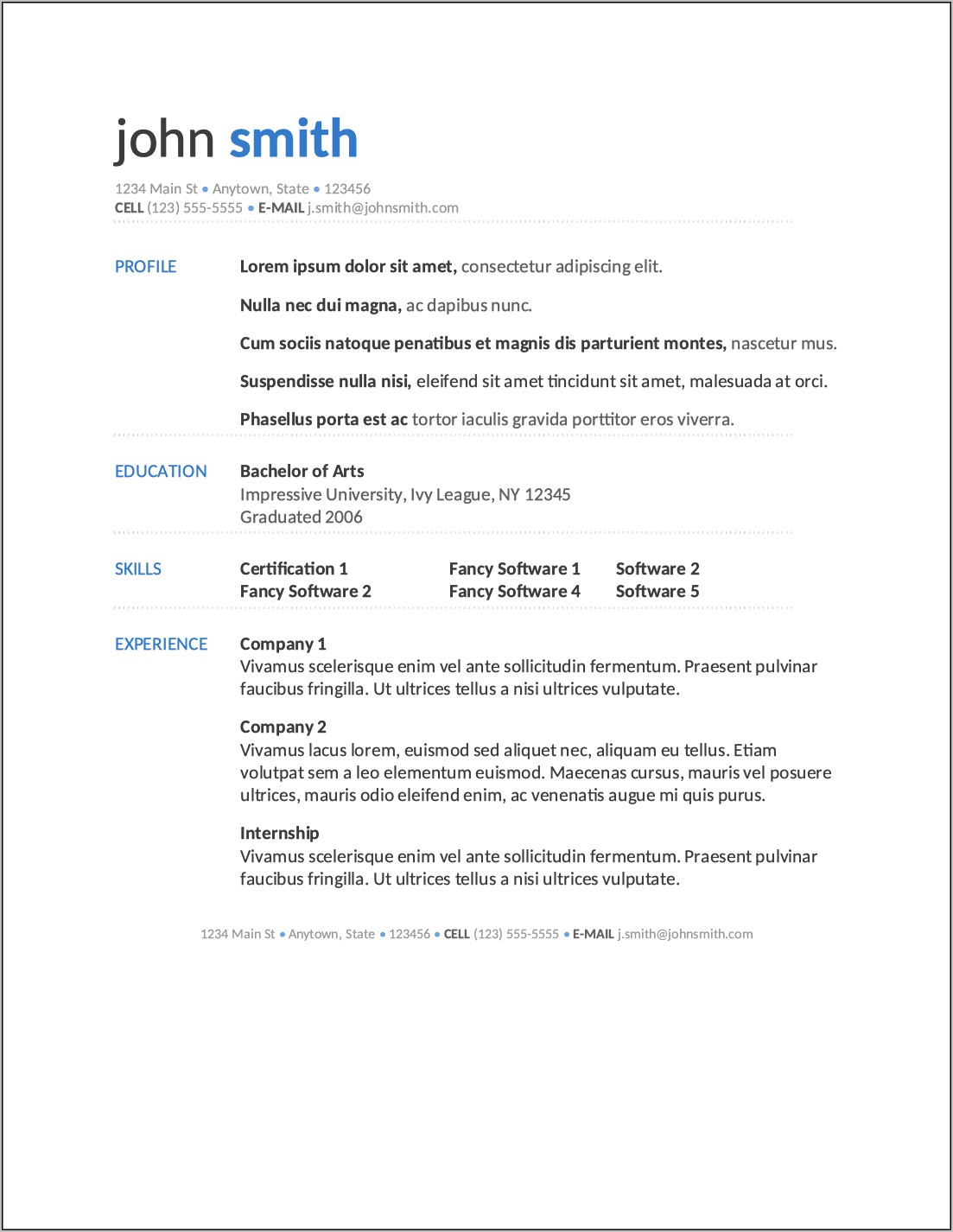 Free Resume Templates For Libre