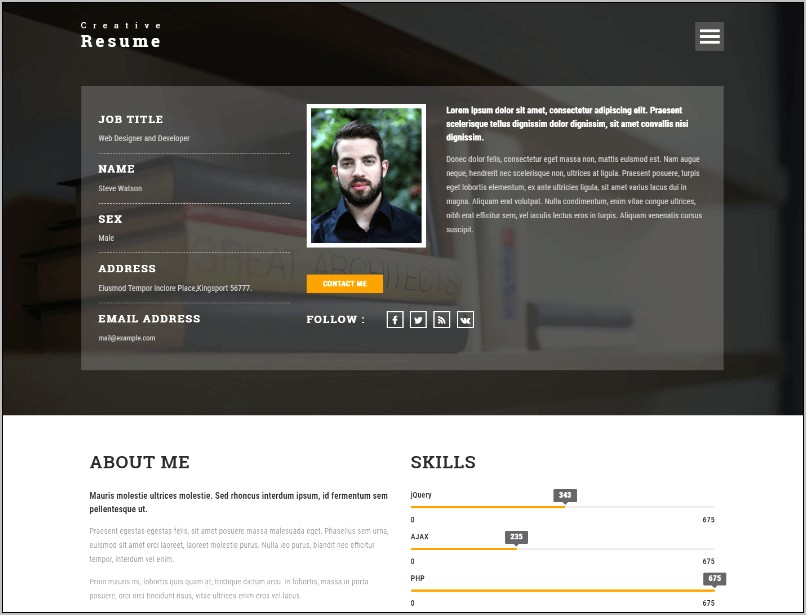 Free Resume Website Template Bootstrap
