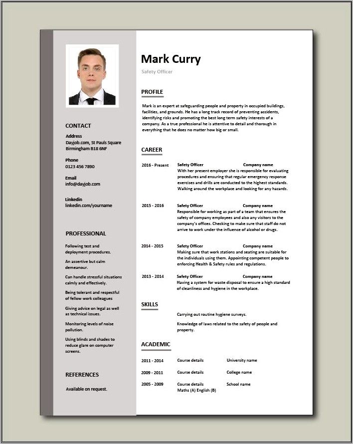 Free Safety Director Resume Template