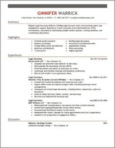 Free Sample Legal Assistant Resume